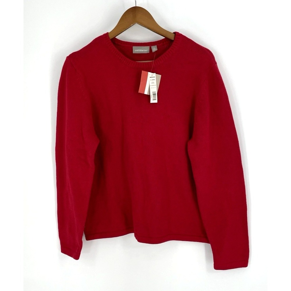 NWT Croft & Barrow Womens‎ XL Sweater Red Tight Knit Crew Neck